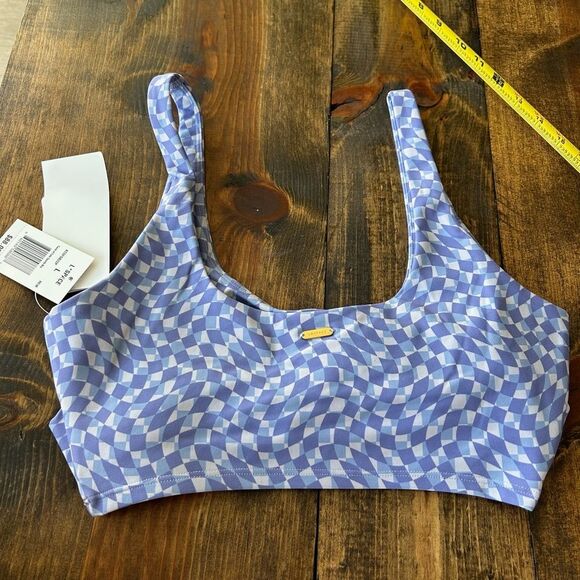 Revolve L*Space Womens L Twist Of Fate Sports Bra Purple Checkered Athletic Yoga - Picture 3 of 10